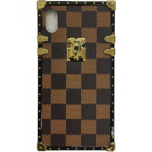 iPhone XR Box Square Checker Brown